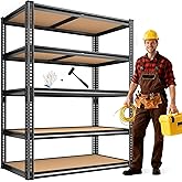 ROOMFAVE 2250LBS Storage Shelves Heavy Duty 5 Tier Garage Storage Shelving, Adjustable Metal Shelving Unit Utility Rack Shelf for Warehouse,Pantry,Closet,Kitchen 72" H x 35.56" W x 16" D, Black,Gift