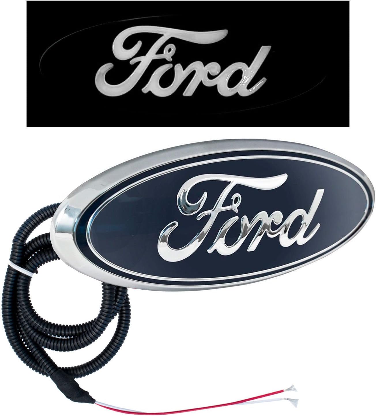 F-150 Trucks Explorer SUV Front Grille Blue Emblem White Light Up LED