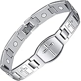 Jecanori Magnetic Bracelets for Men,Titanium Steel Bracelet for Men with Magnets,Adjustable Length with Sizing Tool,Magnetic Field Therapy(Silver)