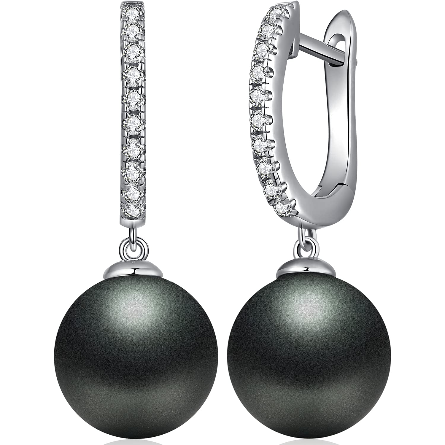 Pearl Earrings Black Pearl Earrings Black Pearl Earrings for Women Black Pearl Dangle Drop Earrings Sterling Silver Black Faux Pearl Earrings Unique Black Pearl Hoop Earrings Leverback Pearl Earrings