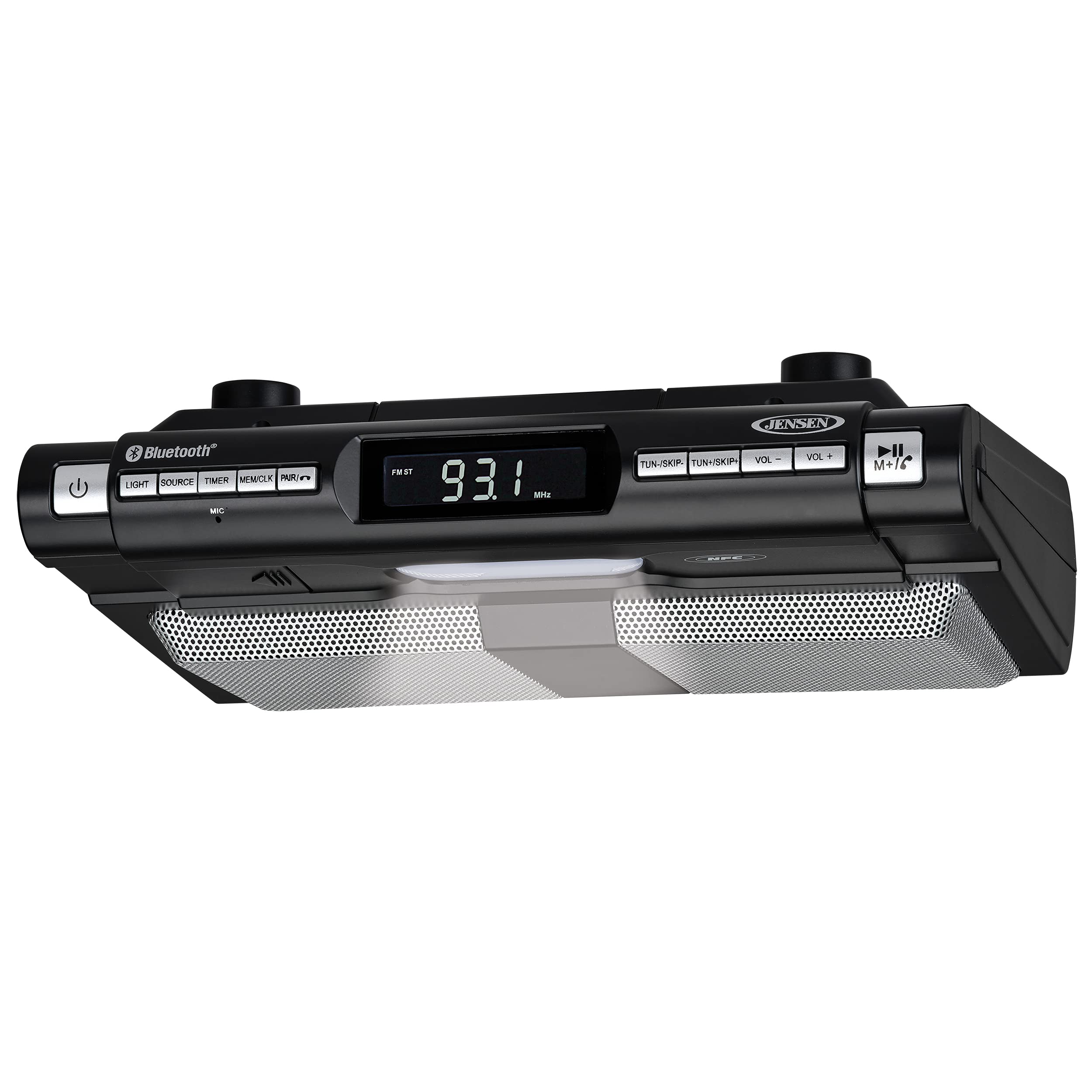 Photo 1 of Jensen Modern Wireless Under Cabinet Kitchen Universal Bluetooth Music System, FM Radio, Clock LCD Digital Display, Built-in Hands-Free Mic & Speakers (Includes Mounting Hardware)
