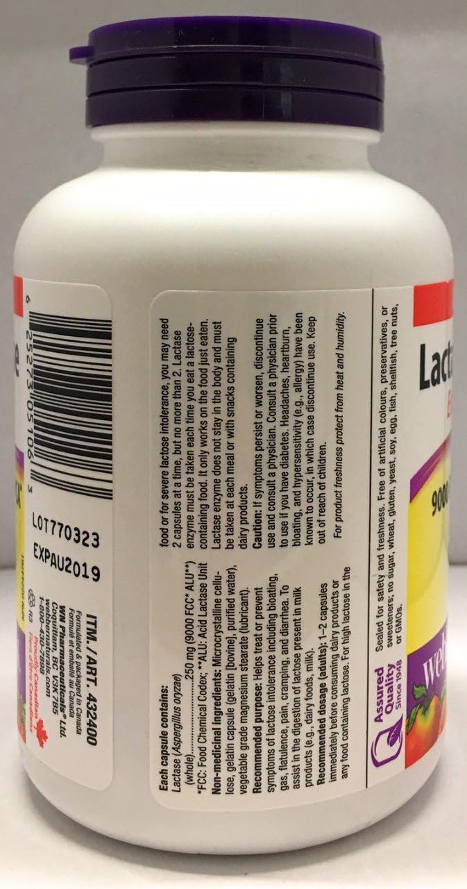 Webber Naturals - Lactase Enzyme Extra Strength 120 Capsules by Webber Naturals: Health & Personal Care