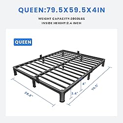 MAF 4 Inch Queen Metal Platform Bed Frame with