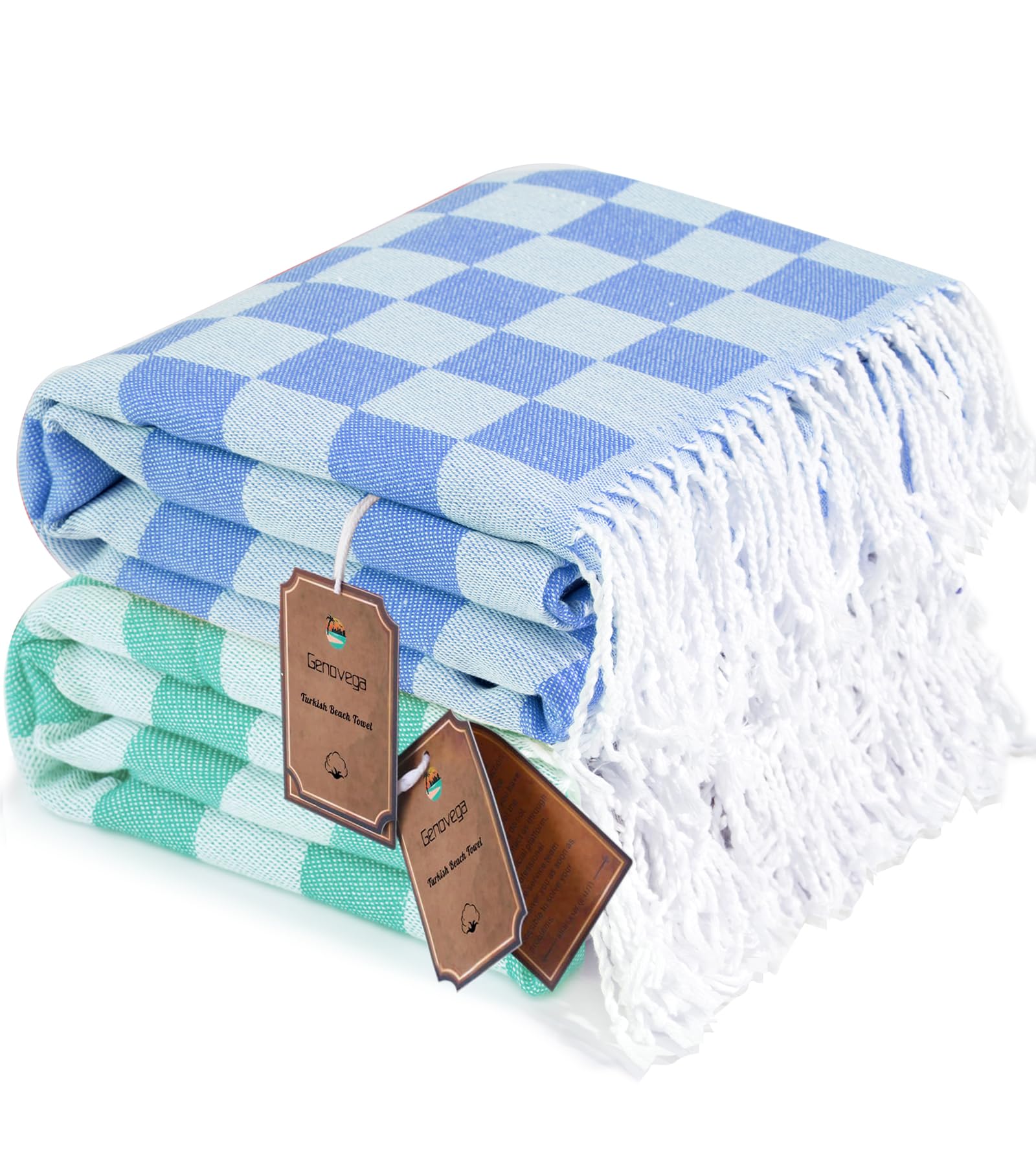 Photo 1 of 2 Packs Travel Essentials Turkish Beach Towels Vacation Essentials Pool Towel for Women Birthday, Teacher Appreciation Gifts Thin Sandless Fast Drying Compact No Sand Packable Vacation Essentials