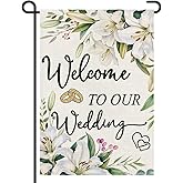 Welcome To Our Wedding Garden Flags 12x18 Inch Double Sided Burlap, Floral Marriage Romantic Small Flag Yard Lawn Just Married Wedding Outdoor Decorations DF948