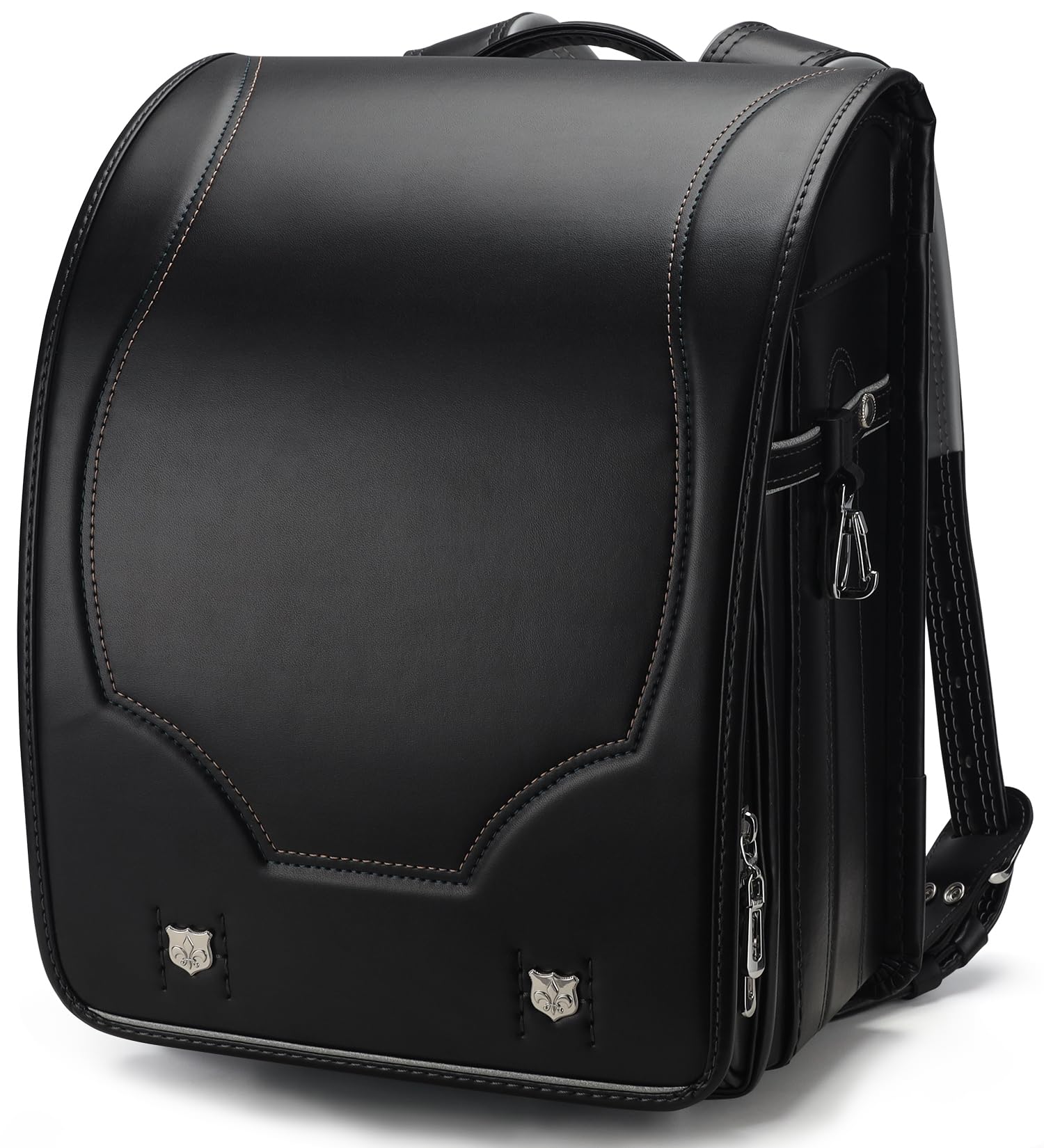 [バオバブの願い] 2025年 傷に強い強化レザー ランドセル 男の子 A4フラットファイル対応 軽量 小学生通学鞄 japanese schoolbag (NEW ブラック)商品画像