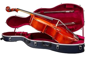 Crossrock 4/4 & 3/4 Cello Case | Matte Blue Hardshell, Wine Red Velvet Interior, with Wheels, Dual Bow Holders, Backpack Stra