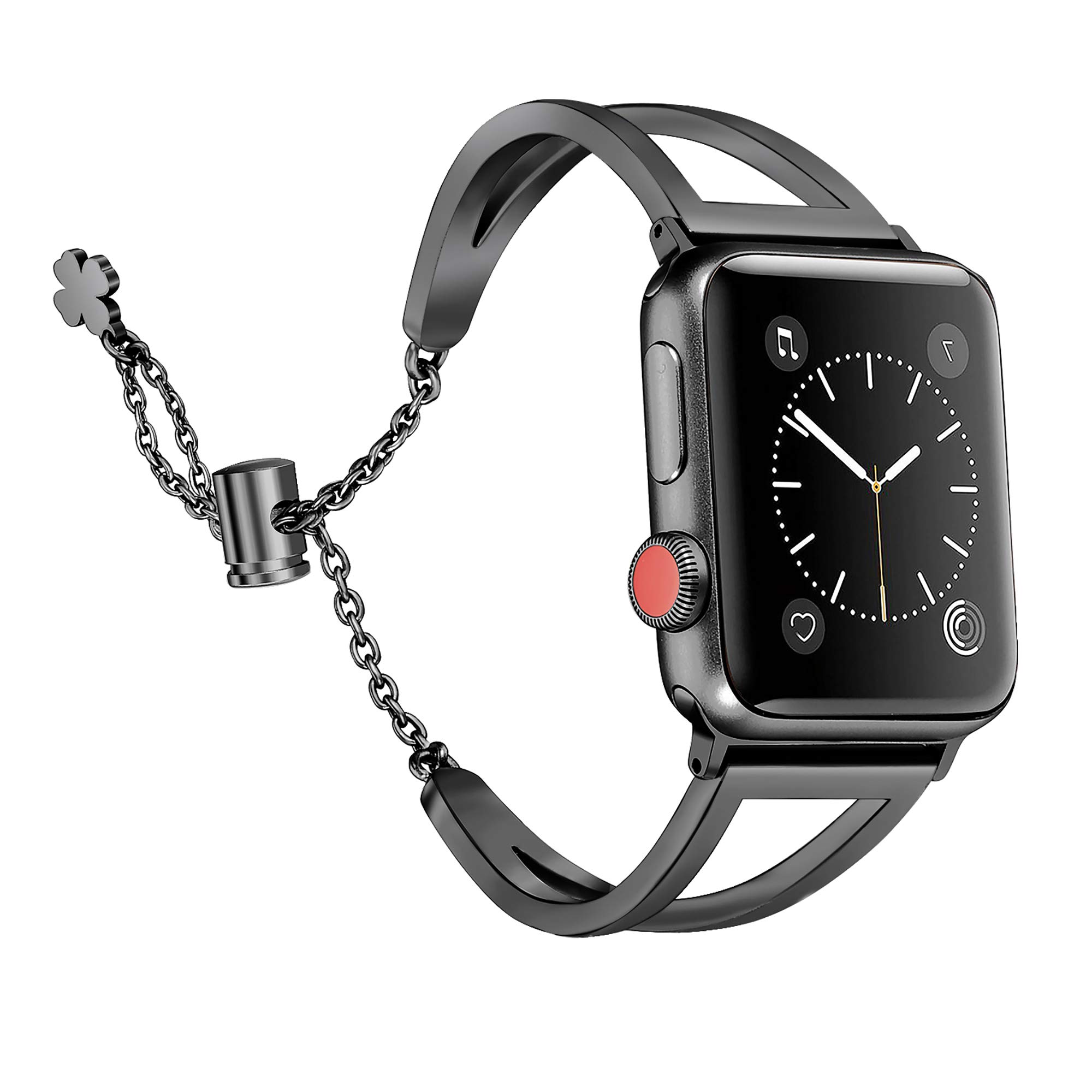 Secbolt Stainless Steel Bands Compatible with Apple Watch Band 38mm 40mm 41mm 42mm iWatch Series 11/10/9/SE/8/7/6/5/4/3/2/1, Dressy Metal Bangle Bracelet Women, Black