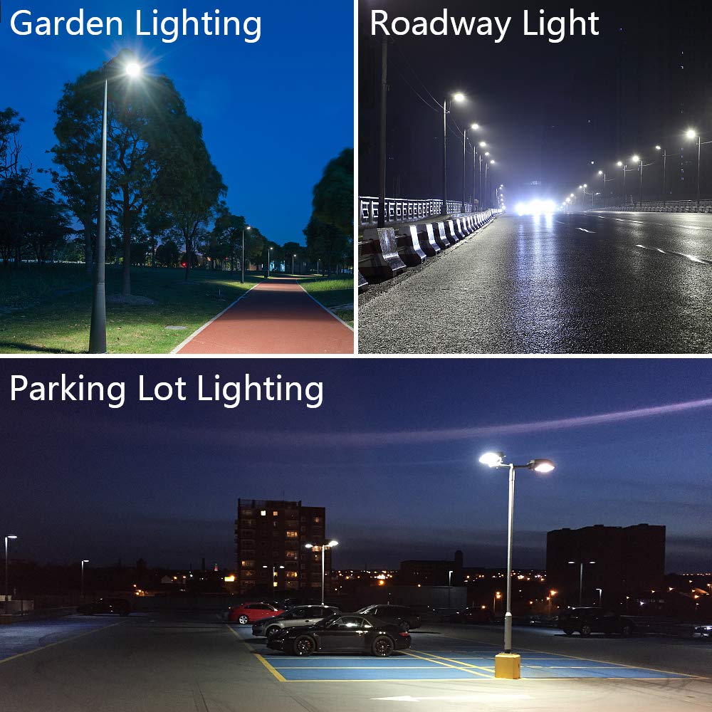 150W Outdoor Parking Lot Lighting, LED Street Light 22,500LM Super Bright 5000K Daylight White AC100-277V with Dusk to Dawn Photocell Replaces 1500W Halide Slip Fit Mount Shoebox Pole Light