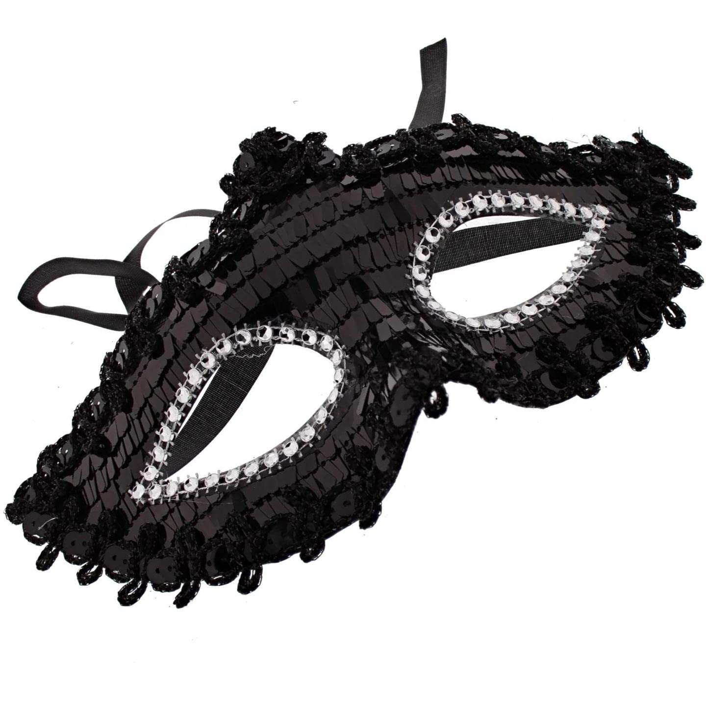 Topkids Accessories Masquerade Mask For Women and Men, Venetian Mask Halloween Mask, Masks for Masquerade Ball, Fancy Dress Adult, Cosplay accessories (Black Sequin) — image 1