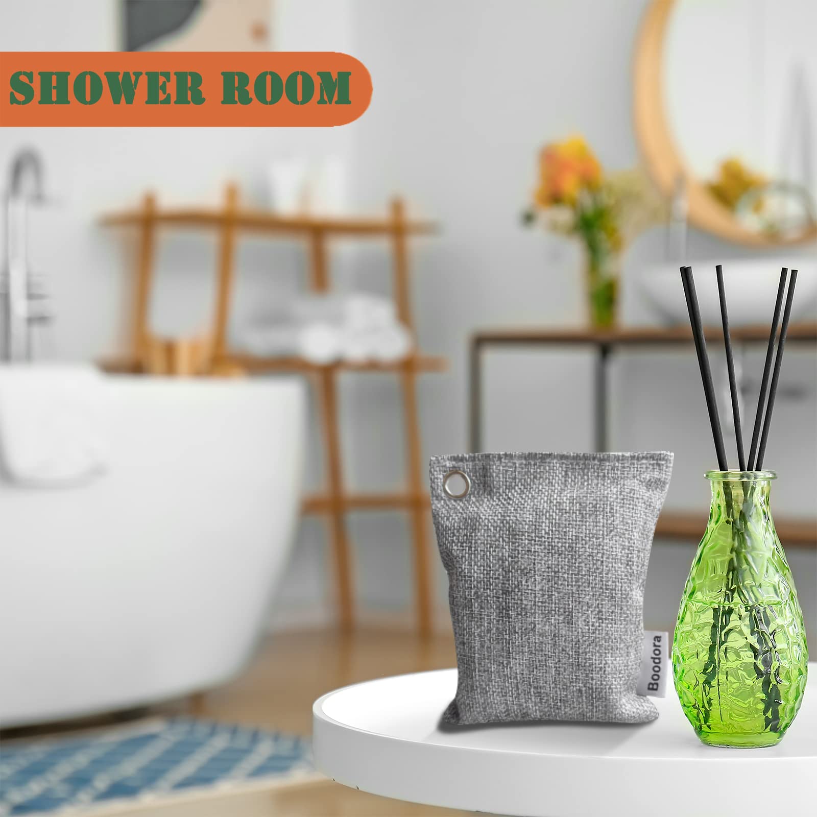 15 Pack Bamboo Charcoal Air Purifying Bag,Activated Bag Odor Absorber,Shoe Deodorizer,Smell Eliminator,Natural Pet-Friendly Freshener for Home,Car,Closet,Basement,Pets(Beige), Gray