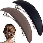 SmallCat 2 Pcs Vintage Hair Barrettes for Women, French Barrette Hair Clips, Matte Strong Hold Barrette Hair Clips for Women, Fine Thick Thin Hair (Black, Brown)