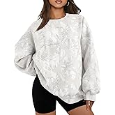 Burtell Women Oversized Camo Sweatshirts Fall Camouflage Maple Leaf Graphic Crew Neck Long Sleeve Pullover Top Fleece Hoodies