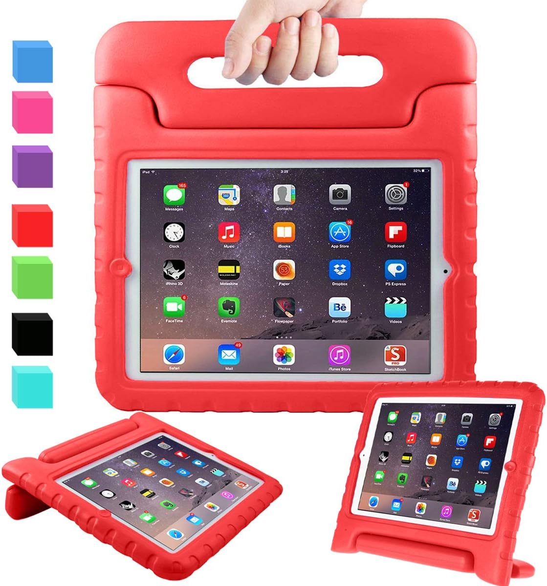 AVAWO Kids Case for 9.7" iPad 2 3 4 (Old Model) - Light Weight Shock Proof Convertible Handle Stand Kids Friendly for iPad 2, iPad 3rd Generation, iPad 4th Generation Tablet - Red