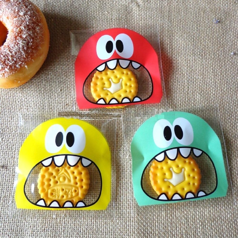 Desi Rang Monster Candy Bag 50 Pcs Set Food Grade Plastic Party Supplies Cookies Bags for Birthday Wedding Decoration