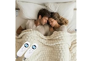 Eastsora Electric Heated Blanket 90''x100'' – Large Soft Ribbed Faux Fur Fast Heating Blanket with 12 Heat Settings, 1–12H Timer, Overheat Protection ETL & FCC Certified Machine Washable