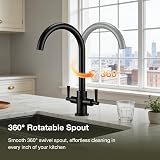 Hapilife Kitchen Sink Mixer Tap Monobloc Dual Lever Matte Black 1 Hole view 7