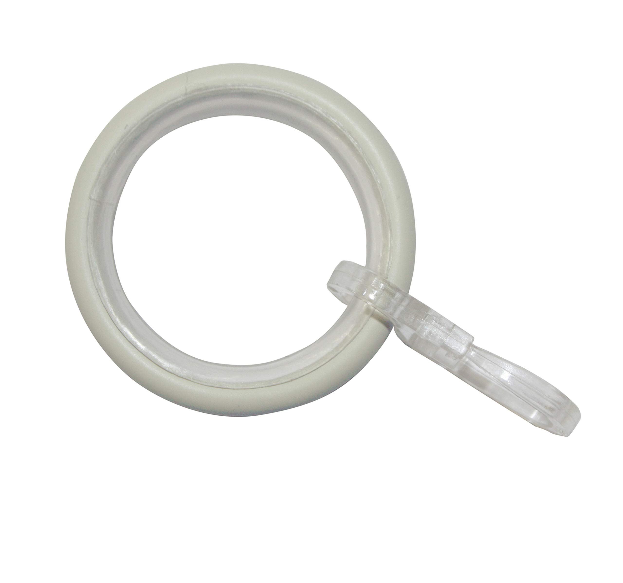 GARDINIA Elba Curtain Rings for Curtain Pole Set with Diameter 16 mm - 20 mm, with Sliding Insert and Curtain Hooks, 10 Pieces, Curtain Rings, Width 3.5 mm, Metal, Ivory