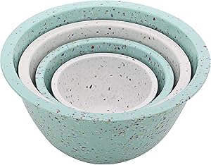 Zak Designs Confetti Mixing Bowl Set, Nesting Bowls for Space Saving Storage, Made with Durable Eco-Friendly Melamine, Great for Prepping and Serving Food (Mint & White, 4pcs, BPA-Free)