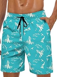 Lzzidou Men's Swim Trunks 8 Inch Inseam Mesh Lining
