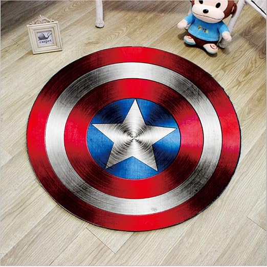 Yugy Teppich Rund Junge Mädchen Captain America Kind Schlafzimmer
