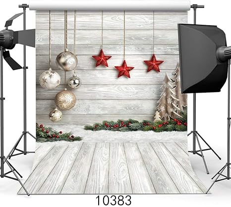Joneaj Jlt10383 Toile De Fond En Bois Blanc Avec Boules De