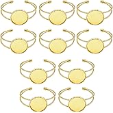 MIAO JIN 10 Pcs 25 mm Adjustable Round Cabochon Bezel Tray Blank Bangle for Crafting DIY Bracelets Making(Gold)