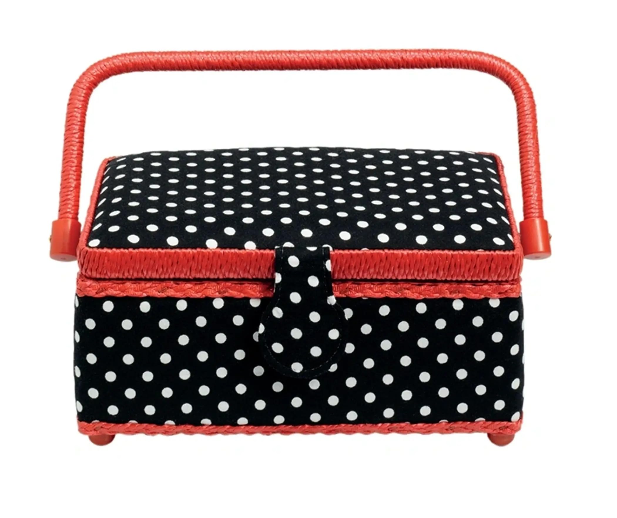 Prym - Black and White Polka Dot Small Sewing Basket - 1 Count