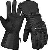 SAWANS Leather Motorcycle Gloves Hard Knuckle Thinsulate Windproof Waterproof view 1