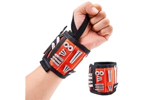 MANWALD Magnetic Wristband for Tools,Gifts for Men,Husband, Boyfriends,Lightweight Nylon Support Wrist With Strong Magnets,Magnetic Screw Holder for Holding Screws,Nails,Gifts for Men,Orange