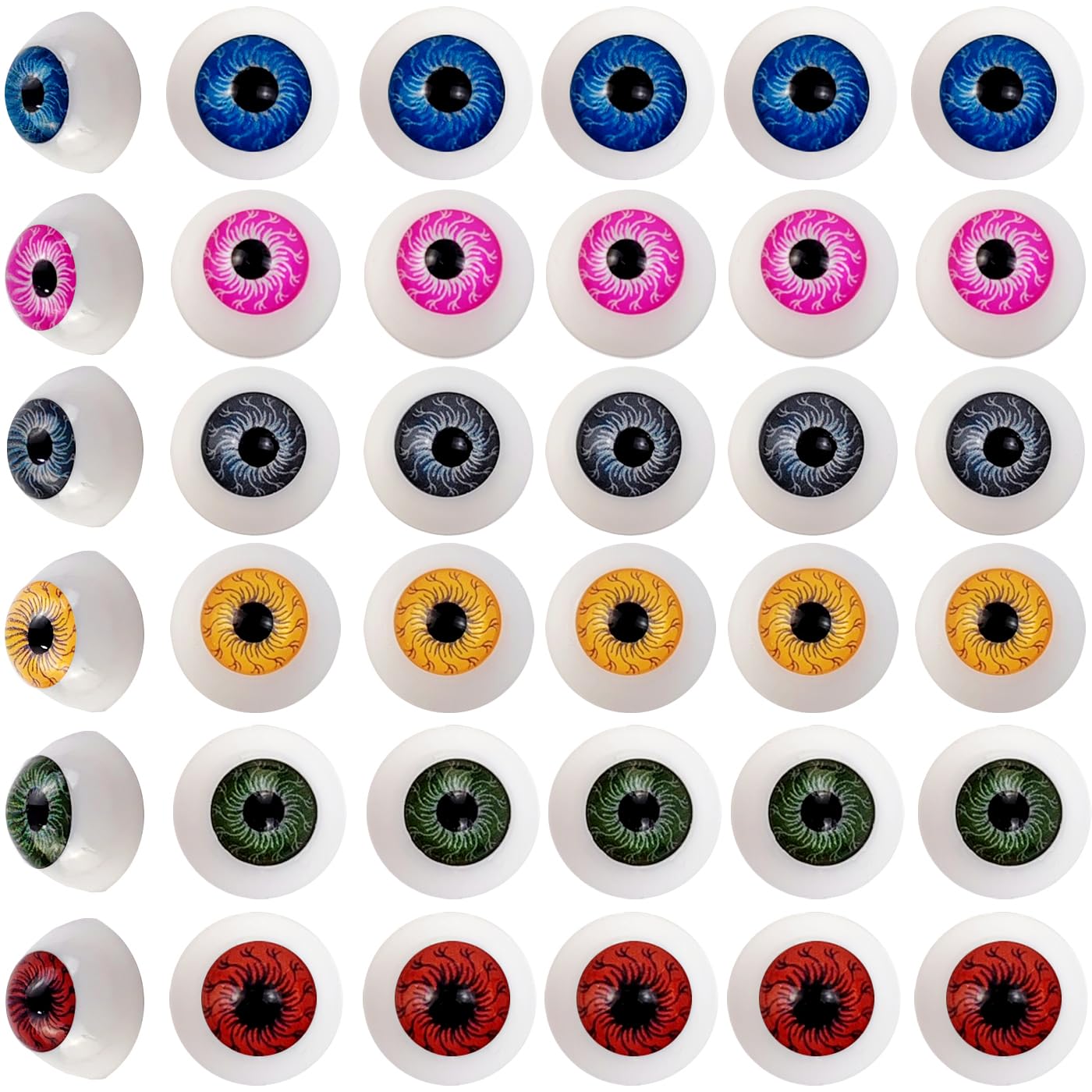 Photo 1 of TIHOOD 48PCS 8 Colors 20mm Half Round Realistic Acrylic Eyes for Halloween Props, Masks, Dolls or Bears Craft Plastic Eyeballs (20mm)
