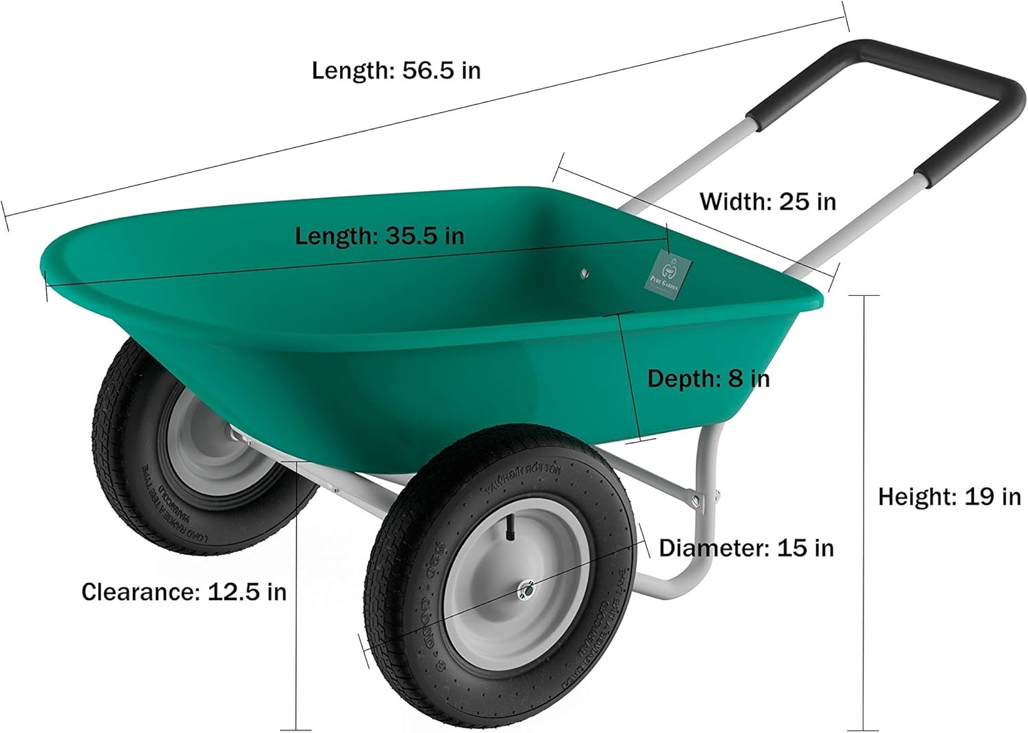 2 Wheeled Garden Wheelbarrow A œ Large Capacity Rolling Utility Dump Cart For Residential Diy Lawn By Green Metal Wheelbarrows Industrial Scientific Snowrobin Jp
