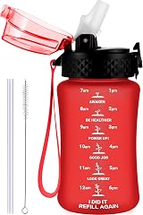GOPPUS 350ml Kids Water Bottle with Straw Flip Top Lid BPA Free Red