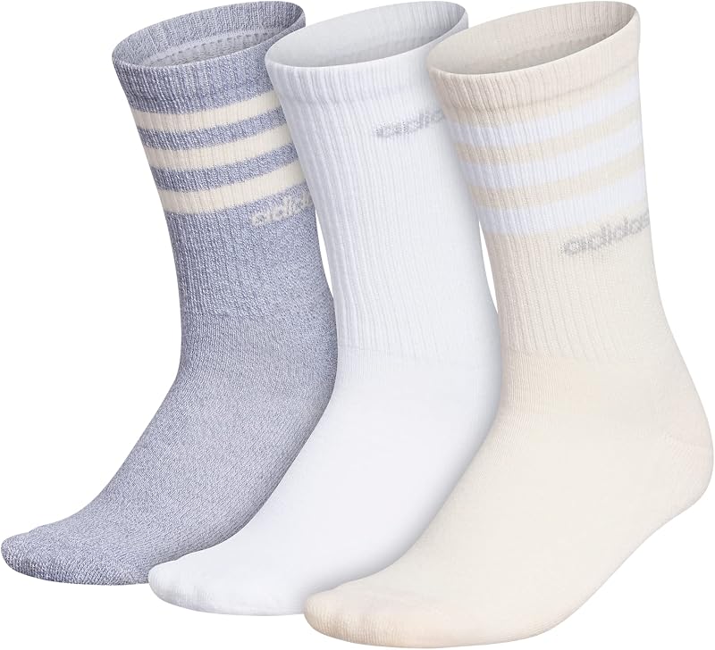 Unisex - Adulto 3-Stripes Linear Half-Crew Cushioned Socks 3 Pairs, White/Black, 40-42 — foto 1 di 7
