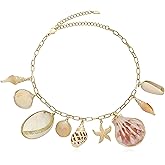 Ettika Necklace for Women. Private Island 18k Gold Plated Assorted Shell Necklace. Fashion Jewelry