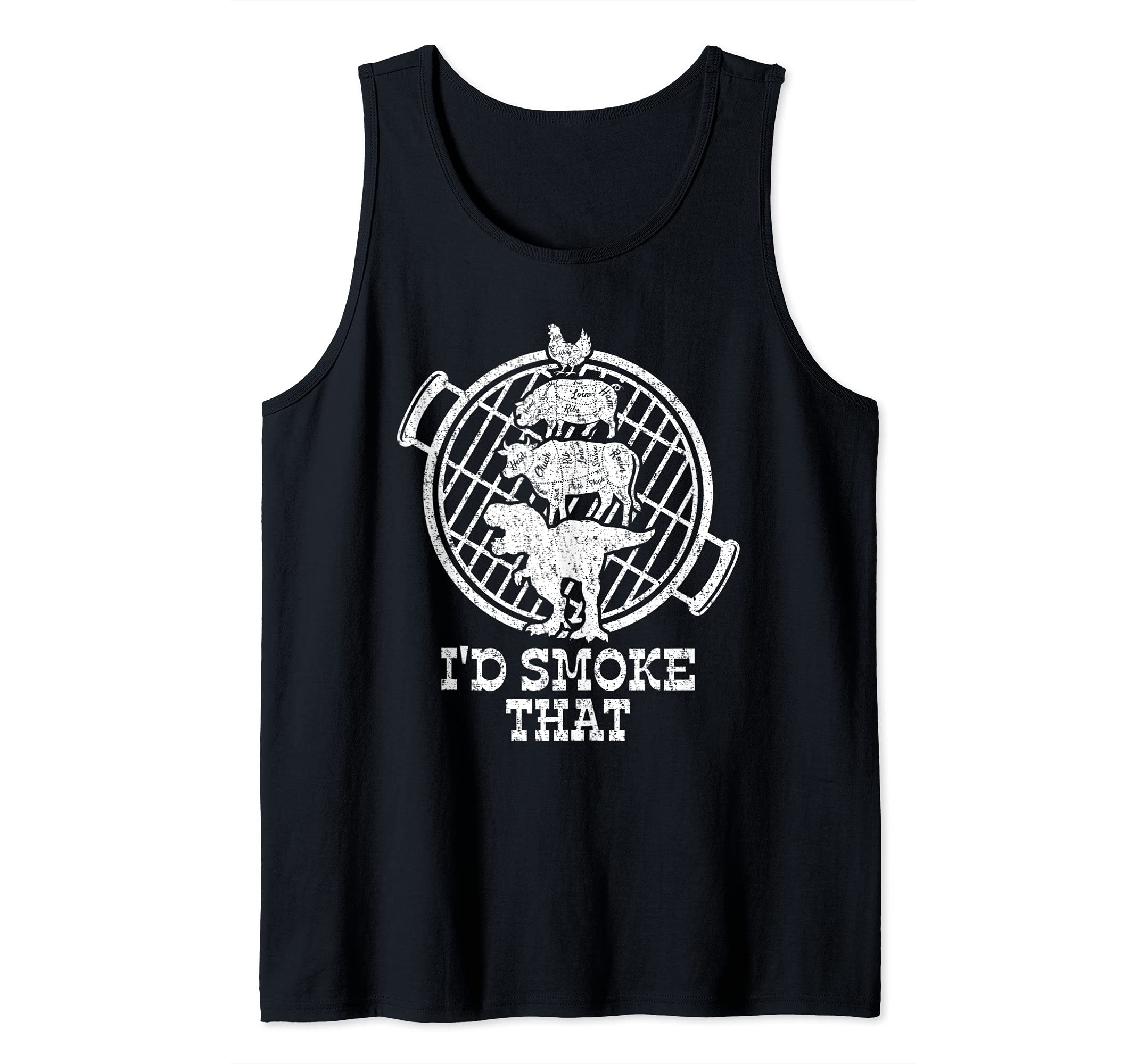 Smoke That Funny BBQ Quote Vintage Retro Meat Smoker Grill Tank Top