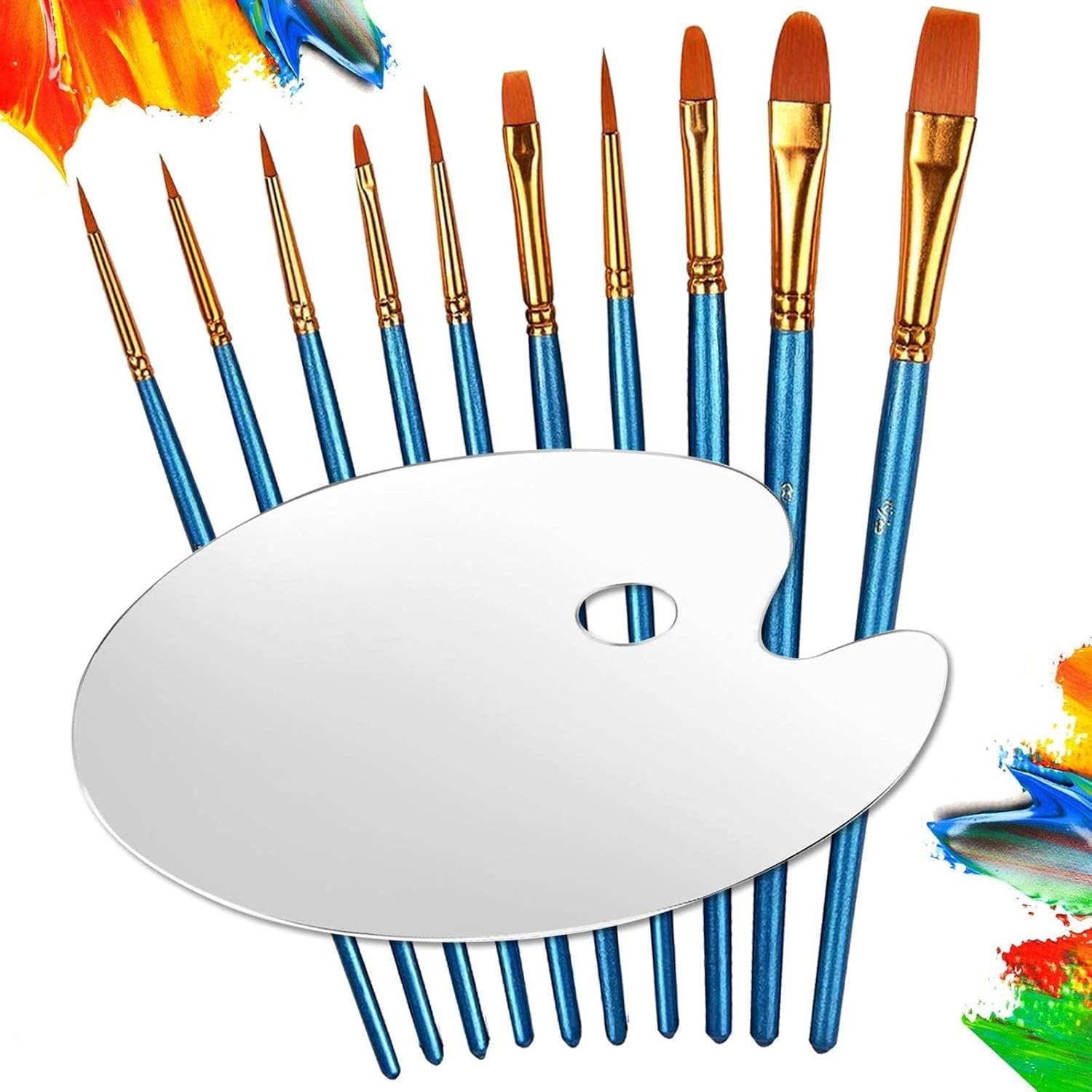 Amazon Com Paint Brushes For Kids Acrylic Paint Brush Set Professional Round Tip Flat Nylon Hair Art Paintbrush Kit For Canvas Rock Oil Watercolor Body Face Artist Beginner Kid Supply With Paint Palettes
