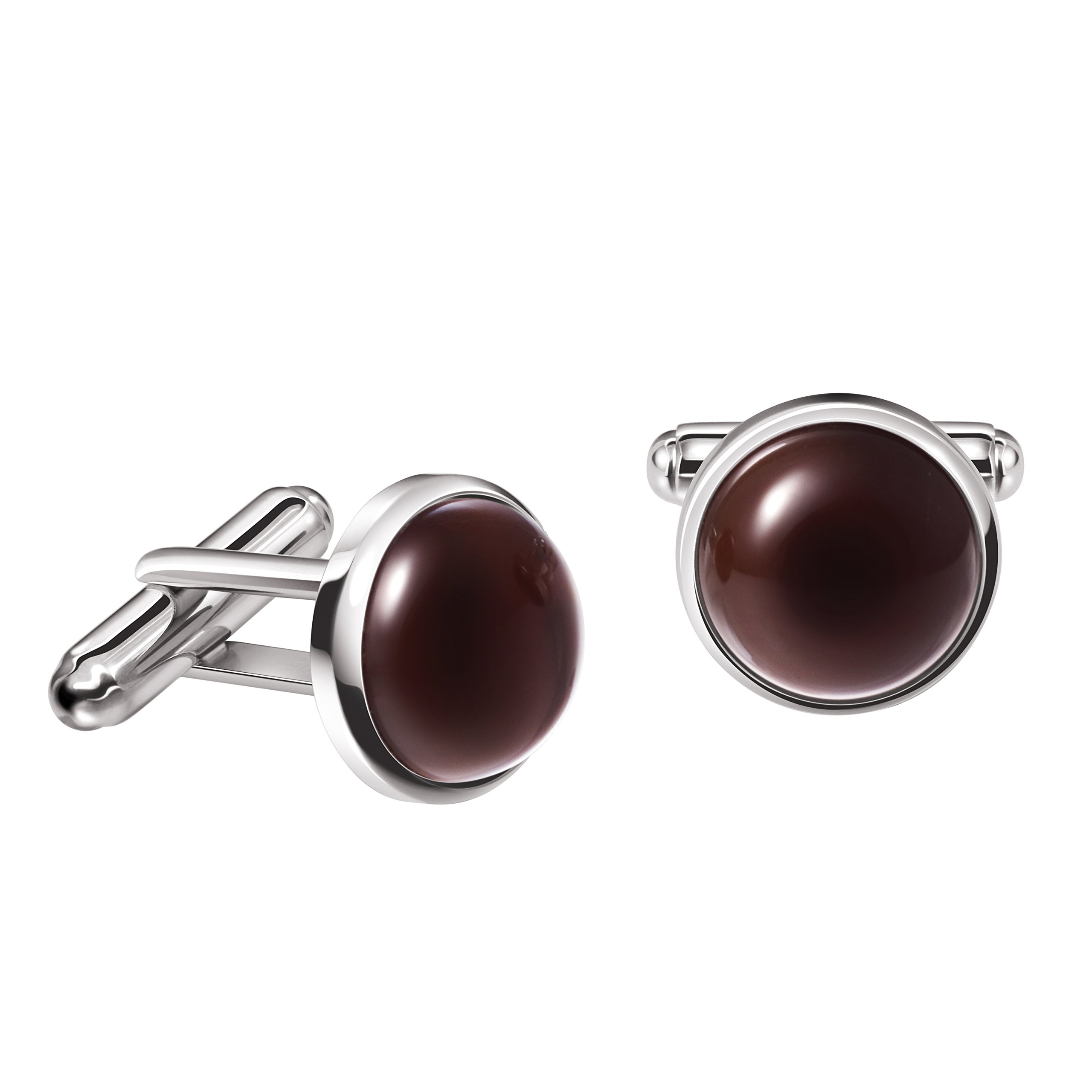 Franki Baker Natural Carnelian Gemstone & 925 Sterling Silver Classic Cufflinks