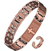 Jecanori Copper Cross Bracelet & Ring for Men, 2X Strength Magnetic Bracelets for Men, Adjustable Copper Jewelry with Sizing Tool