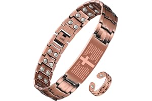 Jecanori 2X Copper Magnetic Bracelet for Men,Ultra Strength Cross Bracelet With Ring Include Adjustable Link, Jewelry Gift