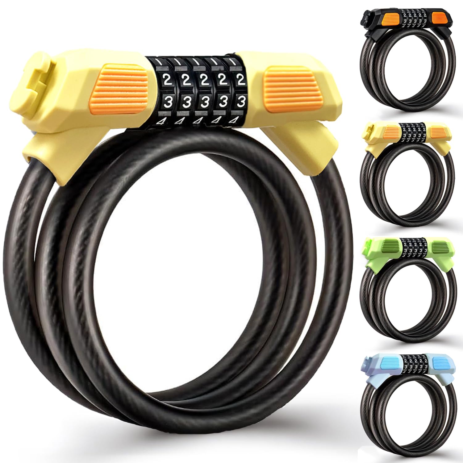 Fenxyo Bike Locks Heavy Duty, Lightweight Bicycle Cable Lock with Code 120cm, High Security Passcode Unlock, Waterproof/Scratch-Resistant/Resettable Combination Lock Ideal for Gift/Mountain Bike/Moto