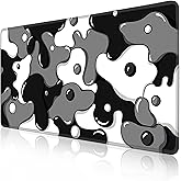 MEWOOCUE® Gaming Mouse Pad for Desk,Large Cute Black White Mousepad Laptop,Japanese Grey Anime Mouse Mat,Long XXL Waterproof Keyboard Pads,Big Non-Slip Mouse Pads for Game Office Home（31.5 x 15.7 in）
