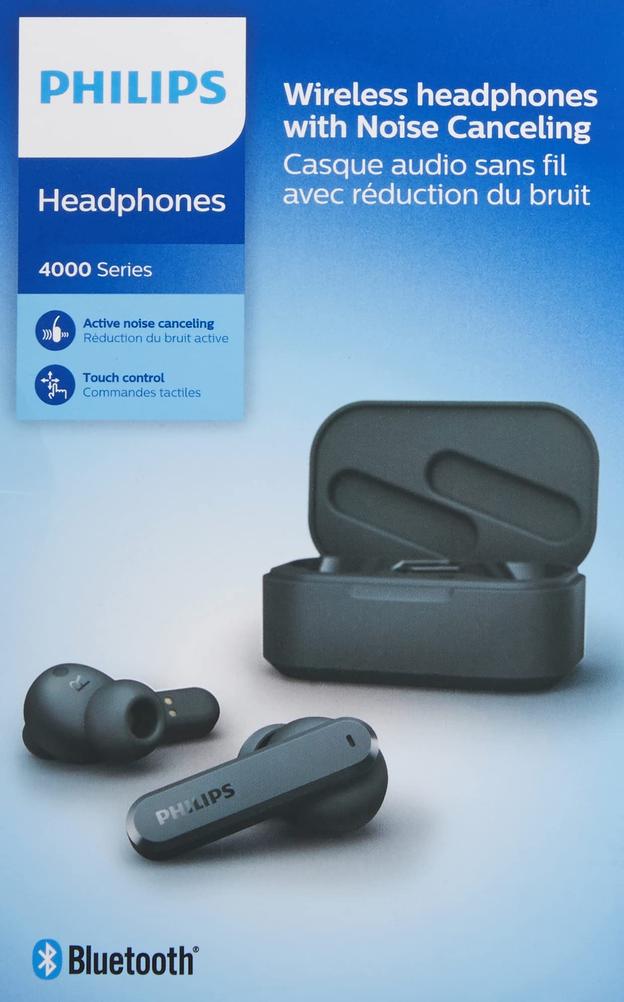 Philips T4506 True Wireless Headphones with Active Noise Canceling (ANC), Up to 24 Hours Playtime, Bluetooth, Awareness Mode, IPX4 Water Resistant, USB-C Charging Case, TAT4506BK, Black