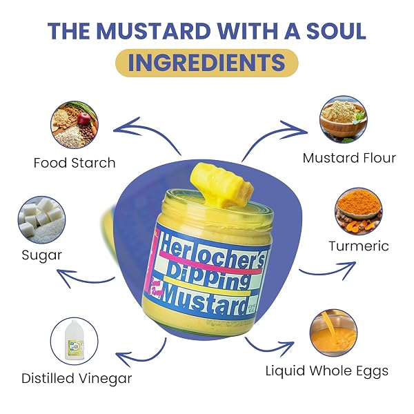 HERLOCHER’S DIPPING MUSTARD – SWEET & TANGY MUSTARD DIP, 8 OZ JAR | GLUTEN-FREE, SALT-FREE, FAT-FREE | PERFECT PRETZEL & SNACK DIP | MADE IN USA
