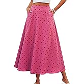 DERAX Women's Polka Dot Flowy Maxi Skirt A-Line High Waisted Vintage Retro Elegant 2026 Spring Summer Long Skirt with Pockets
