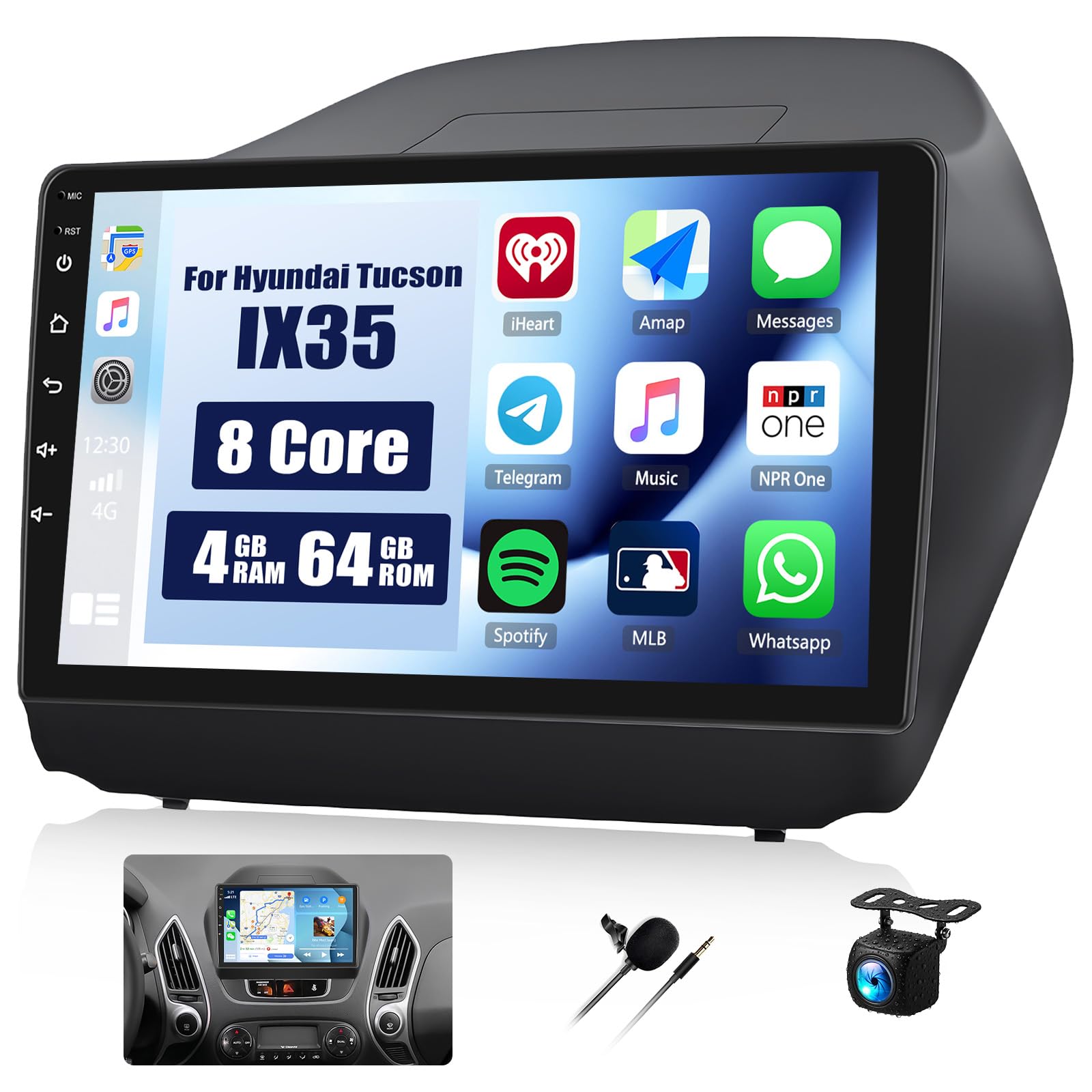 Photo 1 of GOHHDL 4+64G/8-Core Android 13 Car Stereo for Hyundai Tucson IX35 2010-2015 Wireless CarPlay Android Auto, 10.1'' IPS Touchscreen with WiFi GPS Mirror Link Bluetooth FM RDS DSP 32EQ SWC Backup Camera