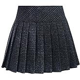 chouyatou Women's Casual Plaid High Waist A-Line Wool Pleated Short Skirt