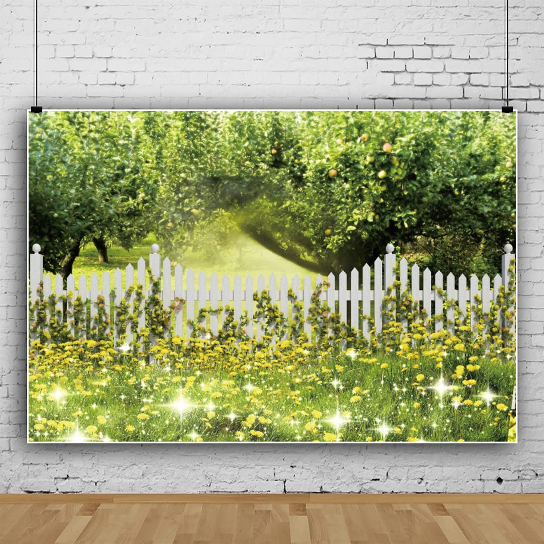Bovlleetd 7x5ft Spring Summer Landscape Photography Background Orchard Garden Backdrop Sunshine Sparkling Photography Backdrop Studio Portrait Photography Props