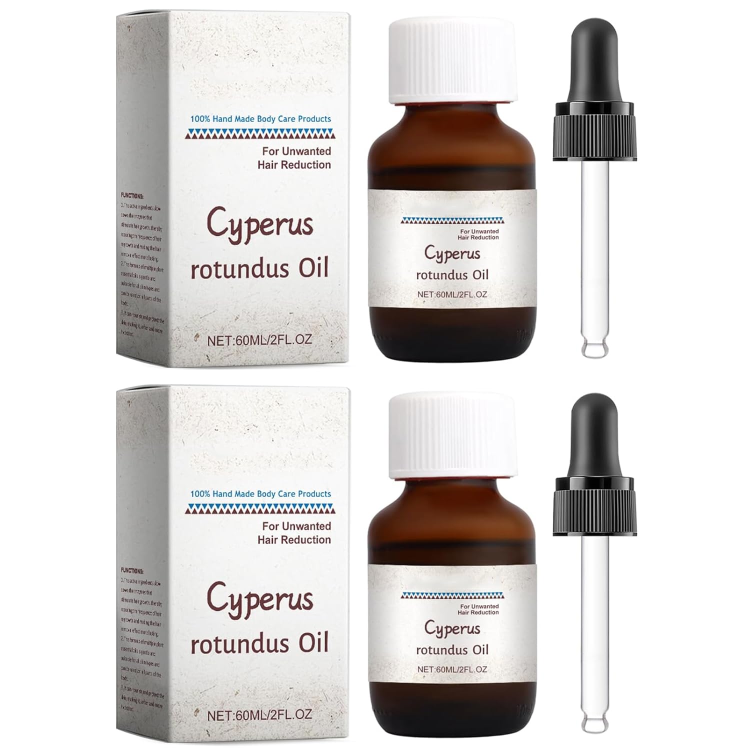 Photo 1 of 2 Pcs Cyperus Rotundus Oil, Cyperus Rotundus Oil for Hair Re moval, Natural Cyperus Oil with Dropper, Red ucing Body Hair Growth 60ml (A)