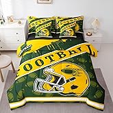 Erosebridal Football Seasonal Helmet Comforter Set with Sheets, Football Bedding for Kids Teens Boys 3D Sports City Silhouette Illustration Bed Set Full for Rugby Sports Fans Gift